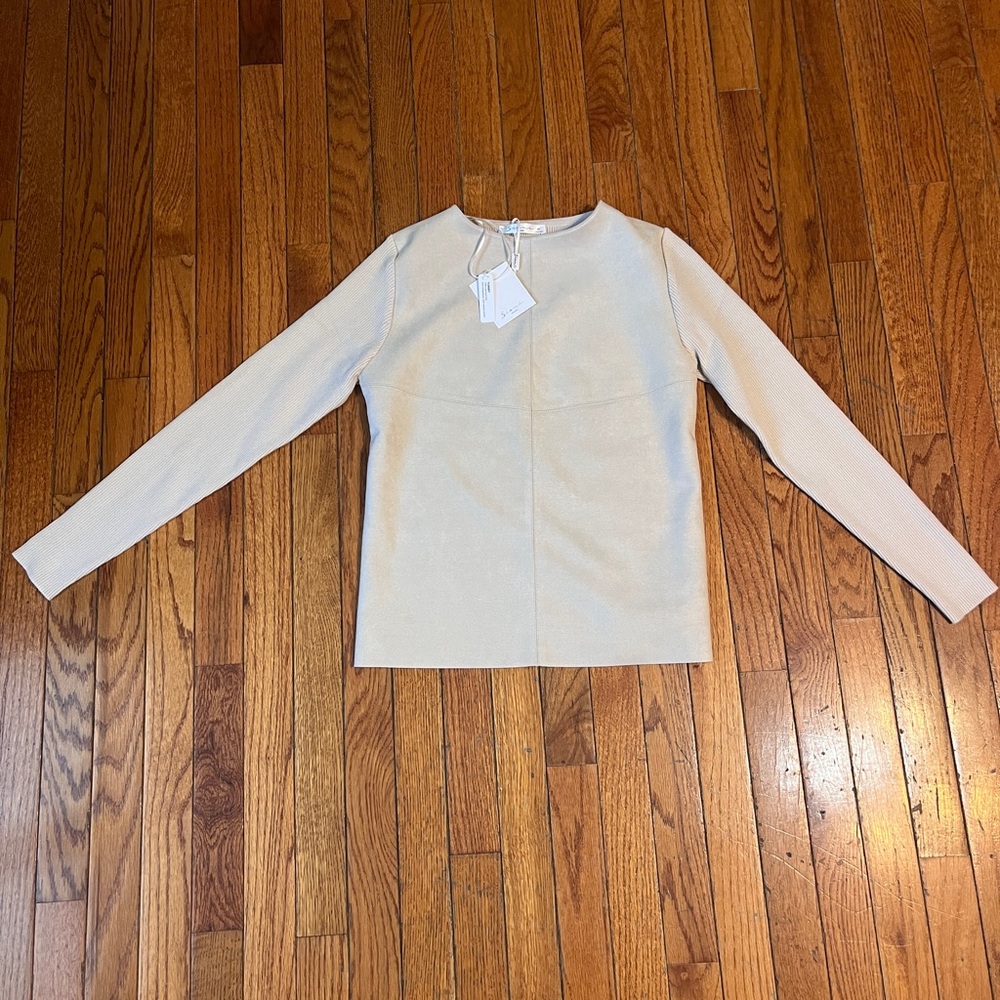 Beige Long Sleeve suede top